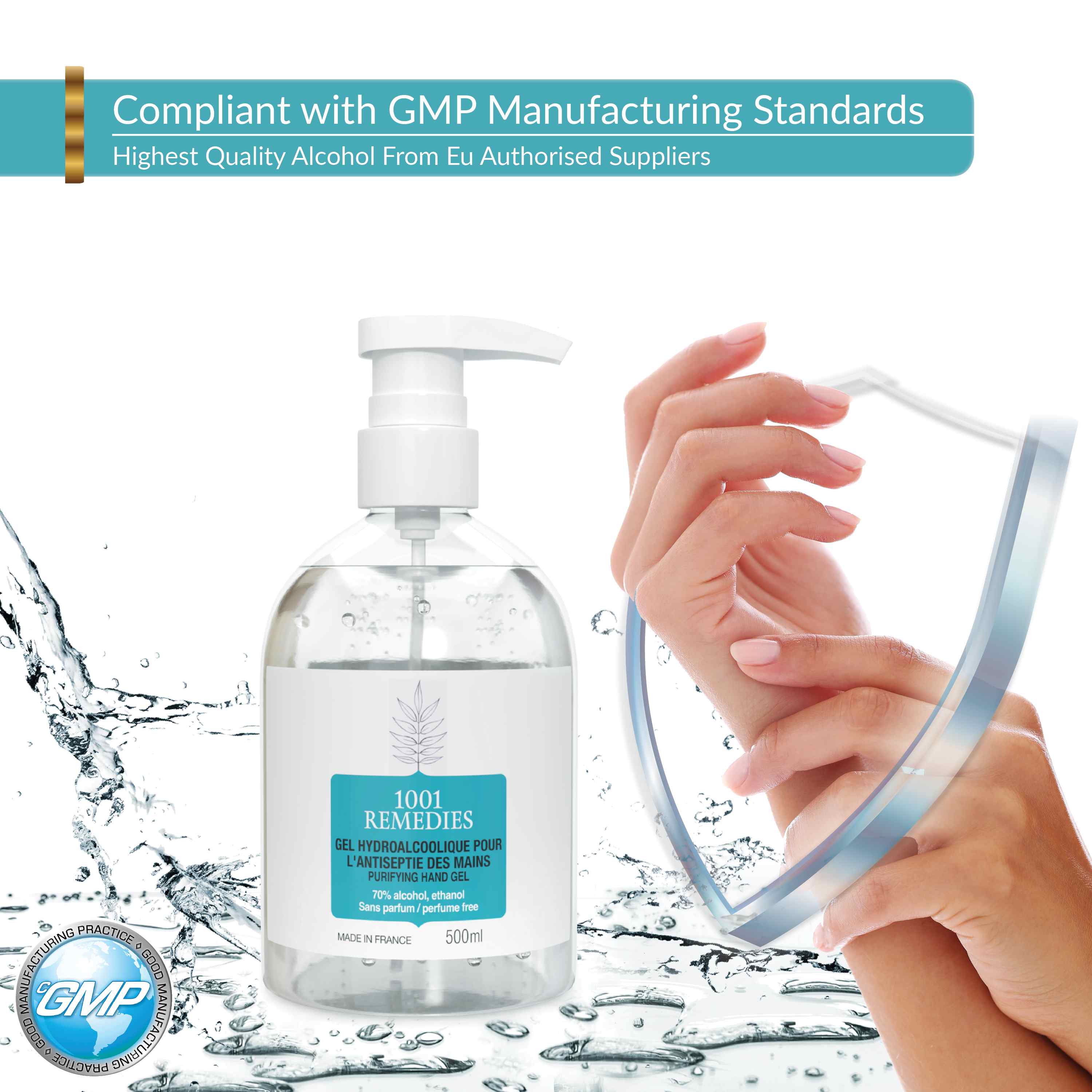 Hand Sanitiser Gel 500 mL with pump - 1001 Remedies